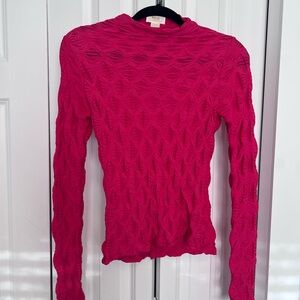 Anthropologie Fuchsia Textured Long Sleeve Top